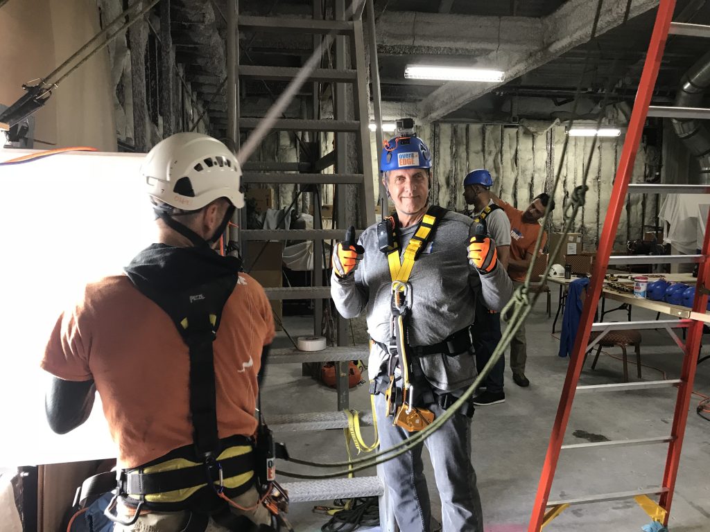 Owner of Best Mattress Dave Mizrahi ready to rappel off of Ceasars Palace