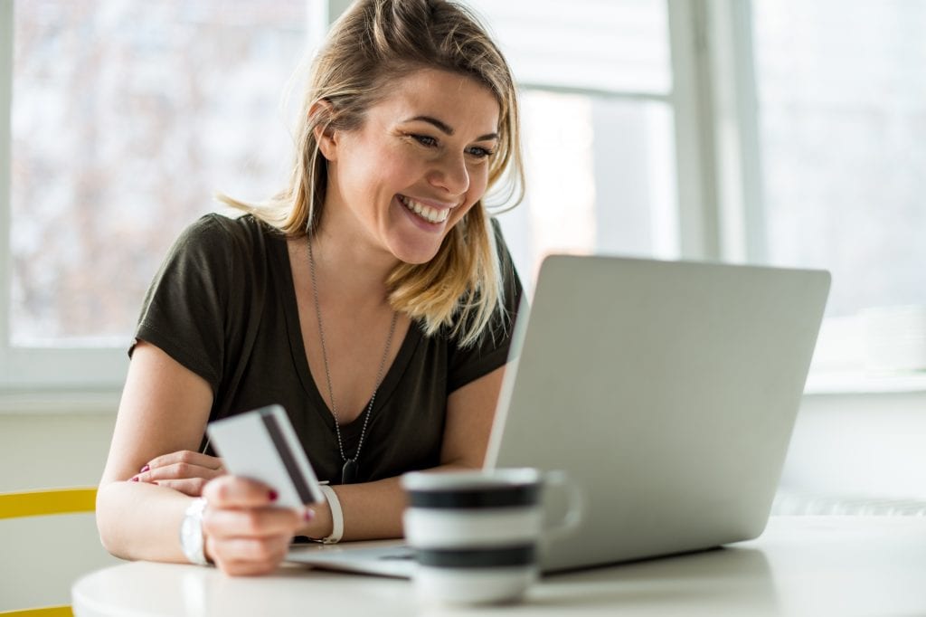 A woman making an online payment