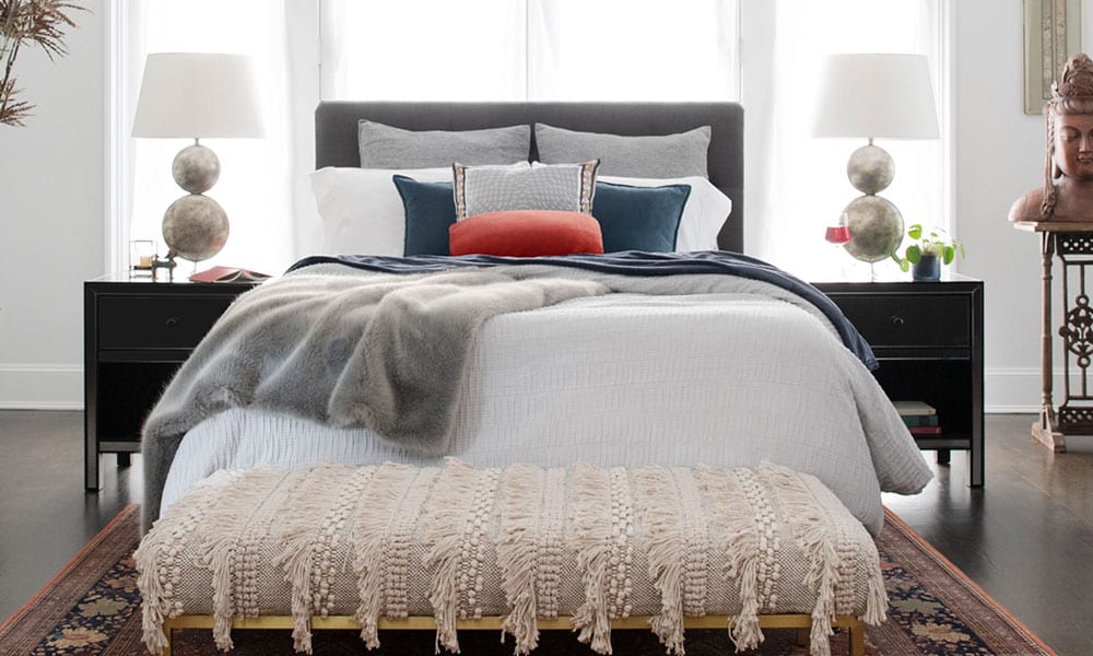 A hybrid mattress in a nicely decorated bedroom