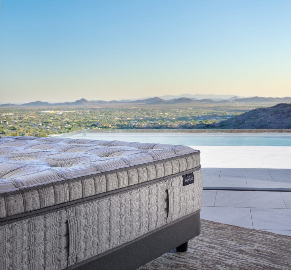 King Koil mattress overlooking the horizon from a bedroom.