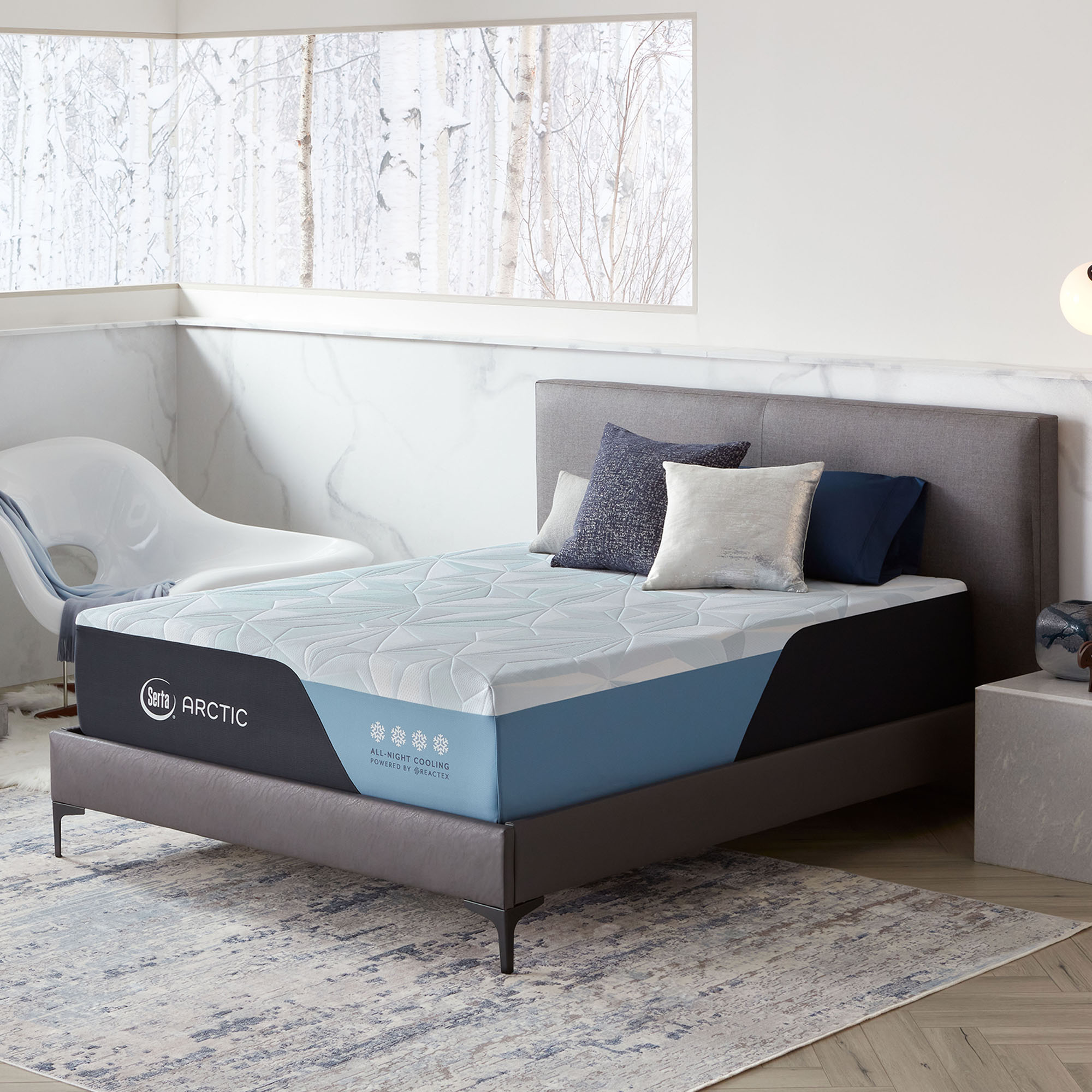 Serta Arctic Premier Memory Foam mattress angle view in bderoom