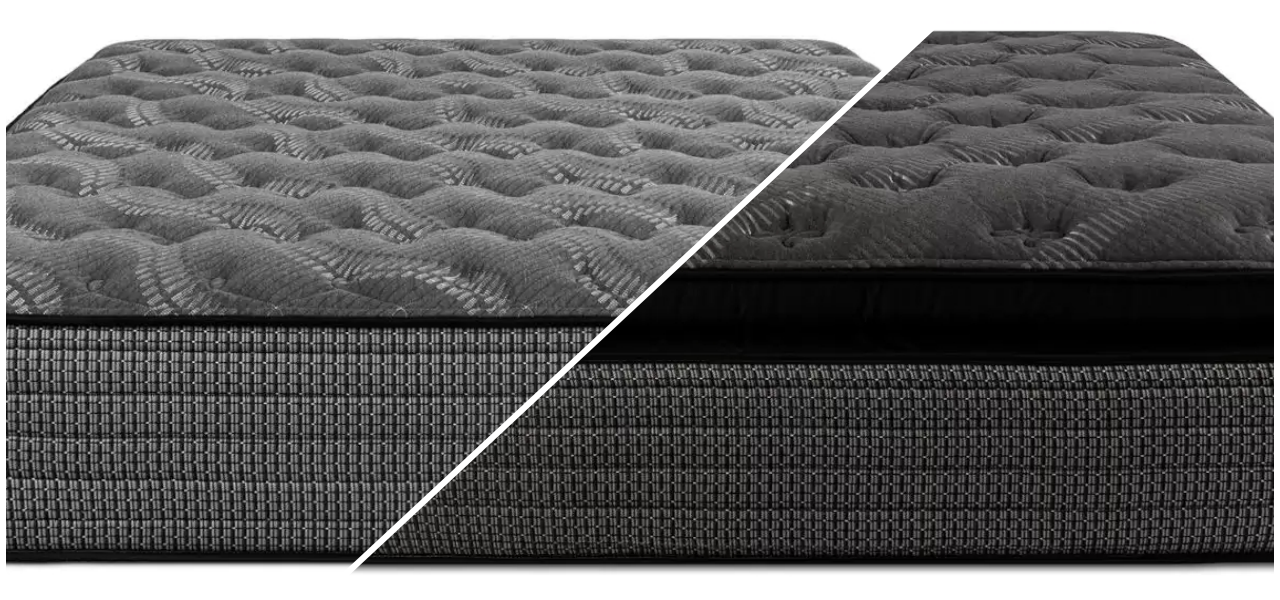 Side-by-side-regular mattress vs pillow top mattress