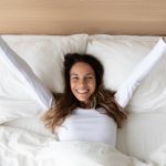 Woman happy that she slept well