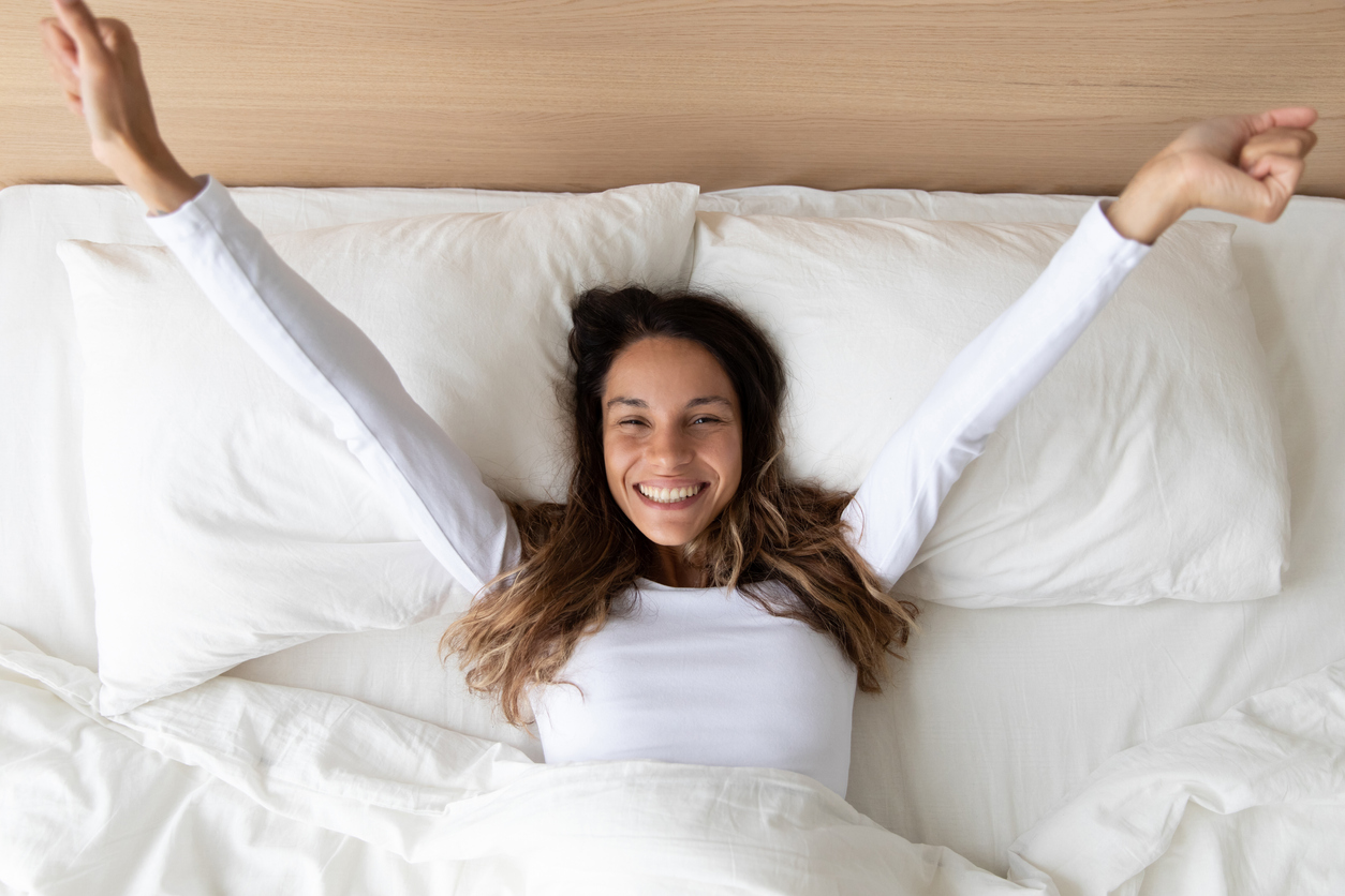 Woman happy that she slept well