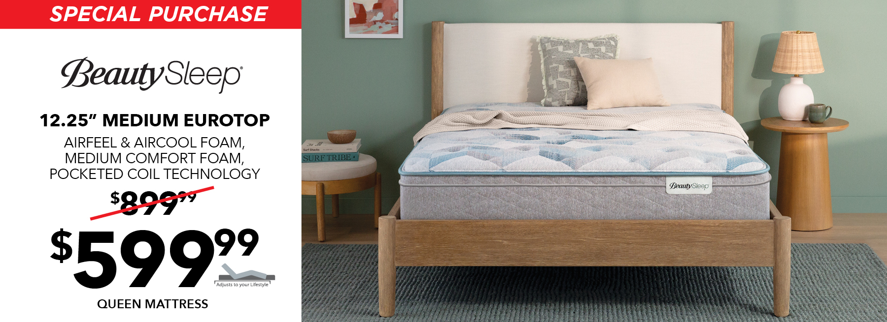 BeautySleep Peaceful Morning 12.25" Medium Eurotop Queen Mattress